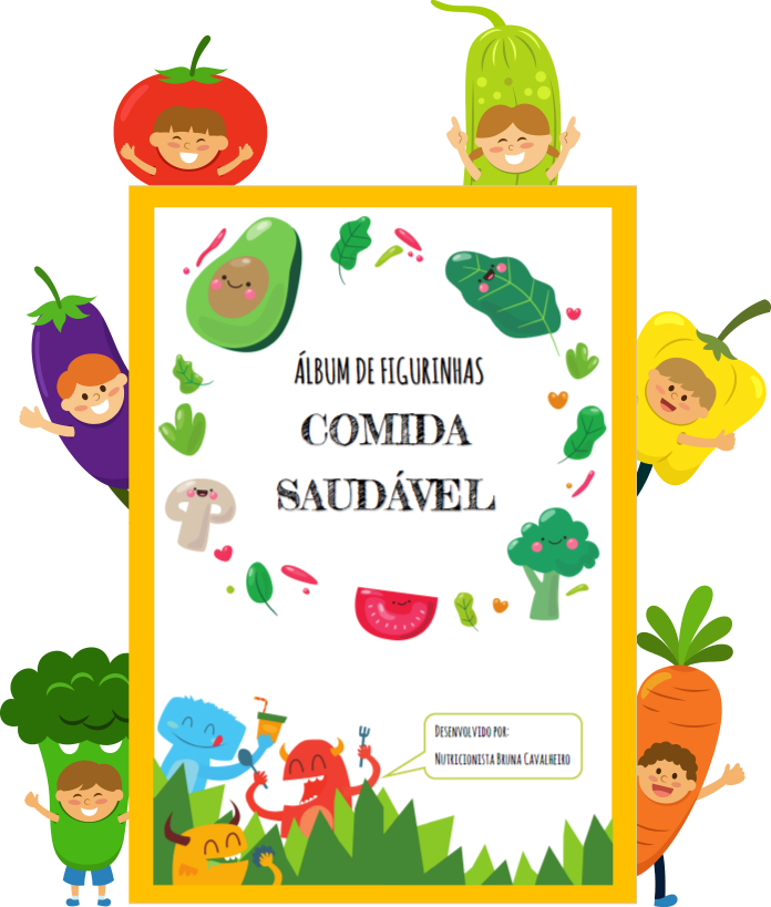 Capa Álbum de Figurinhas Comida Saudável - Nutricionista Bruna Cavalheiro